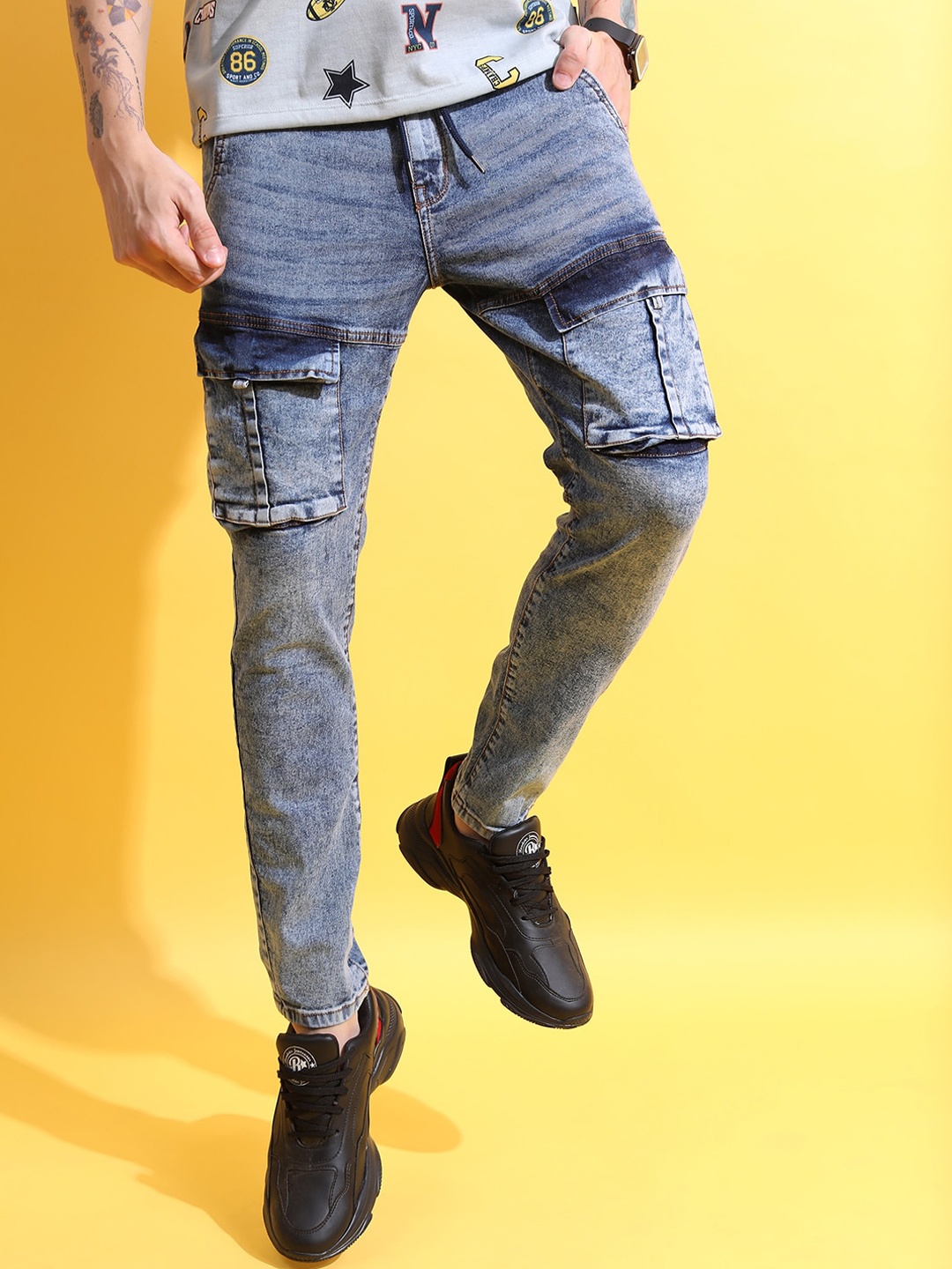 

HIGHLANDER Men High Rise Clean look Slim Fit Jeans, Blue