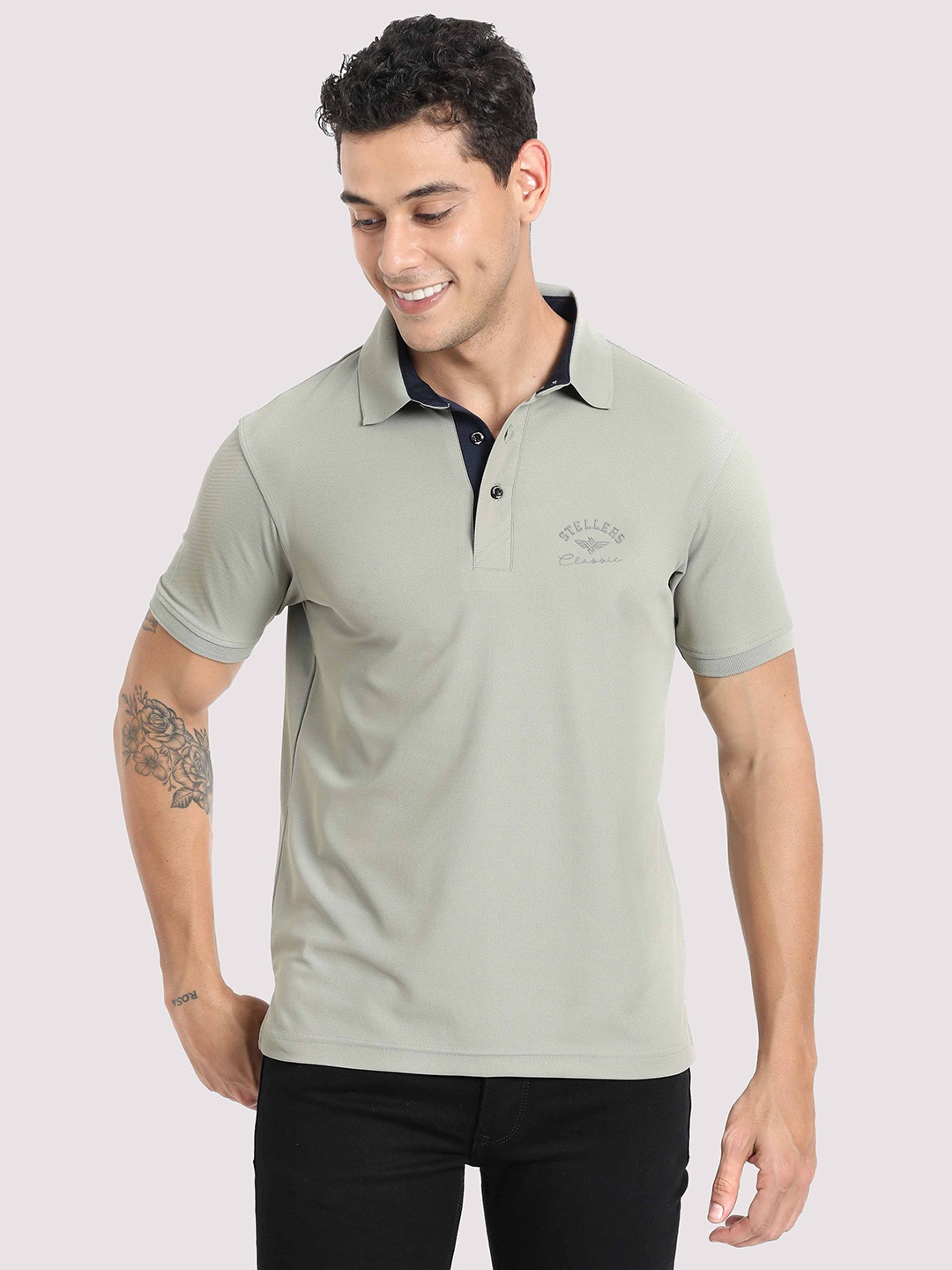 

STELLERS Polo Collar Dry -Fit Casual T-Shirt, Grey