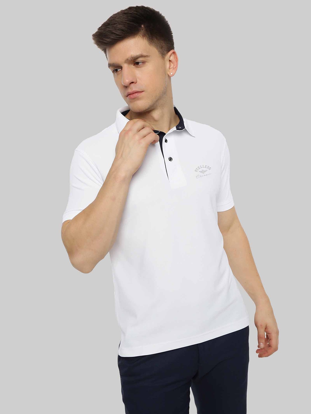 

STELLERS Polo Collar Short Sleeve T-shirt, White