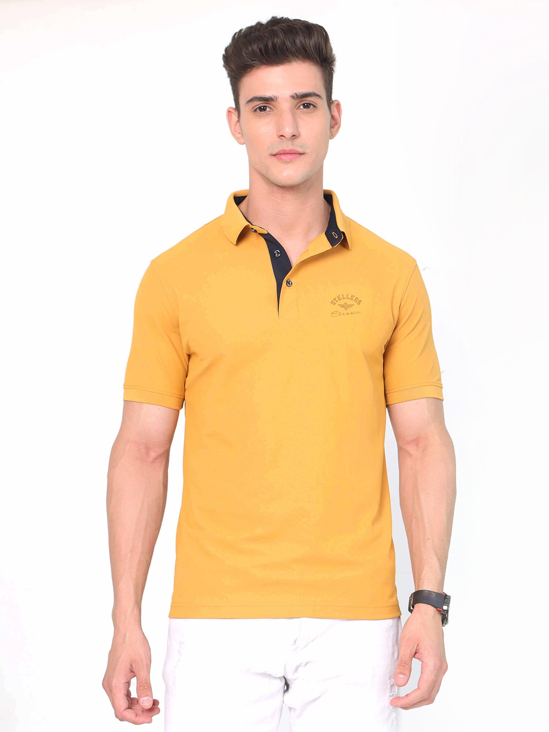 

STELLERS Polo Collar Short Sleeves T-shirt, Mustard