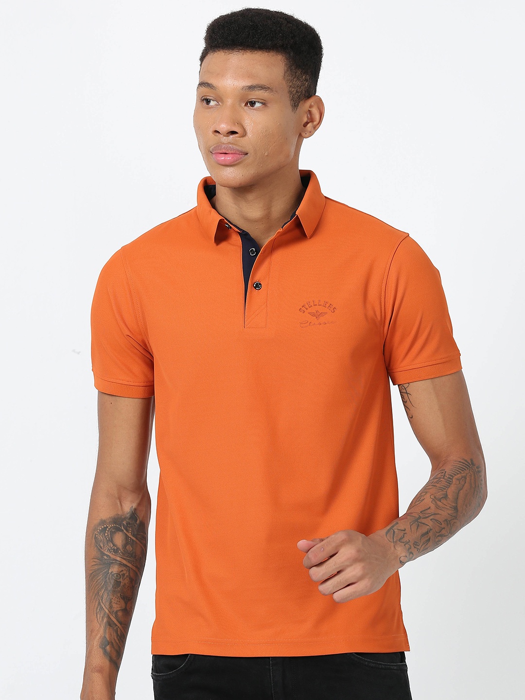 

STELLERS Polo Collar Dri Fit Technology Casual T-shirt, Rust