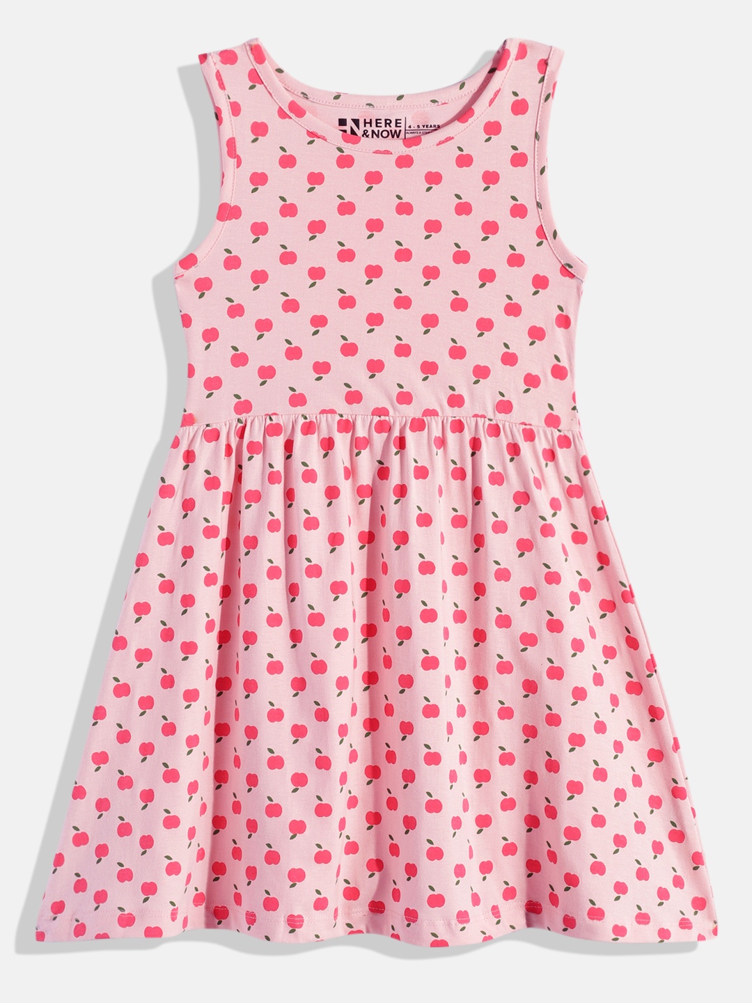 

HERE&NOW Printed Cotton A-Line Dress, Pink