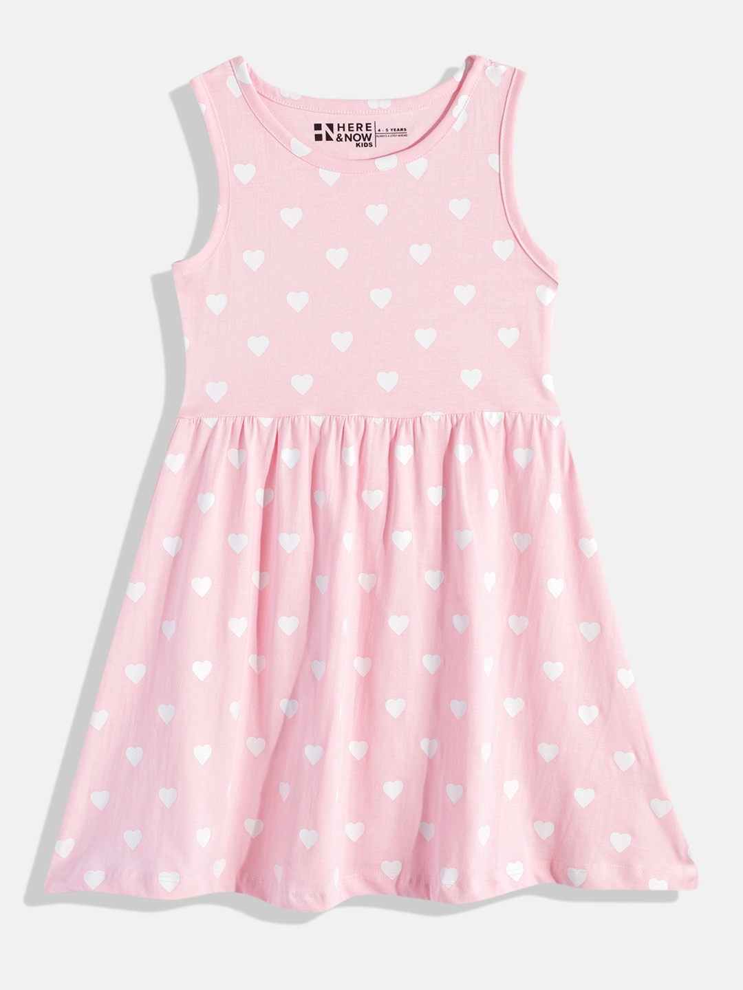 

HERE&NOW Printed Cotton A-Line Dress, Pink