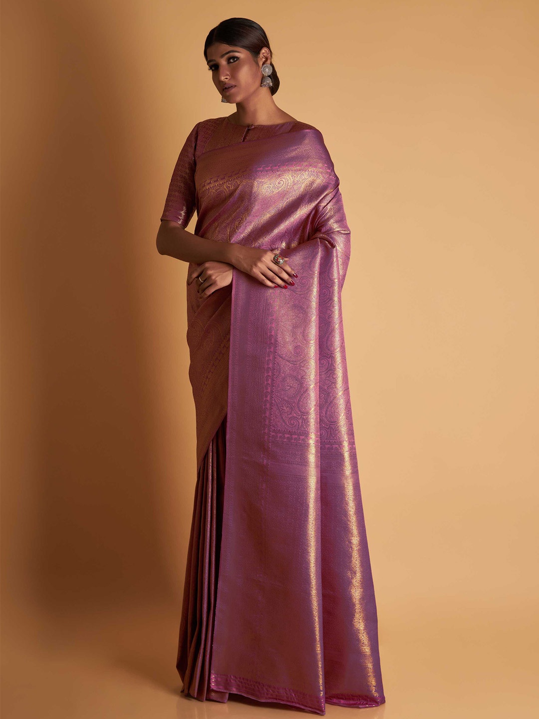 

Vardha Woven Design Zari Kanjeevaram Saree, Lavender