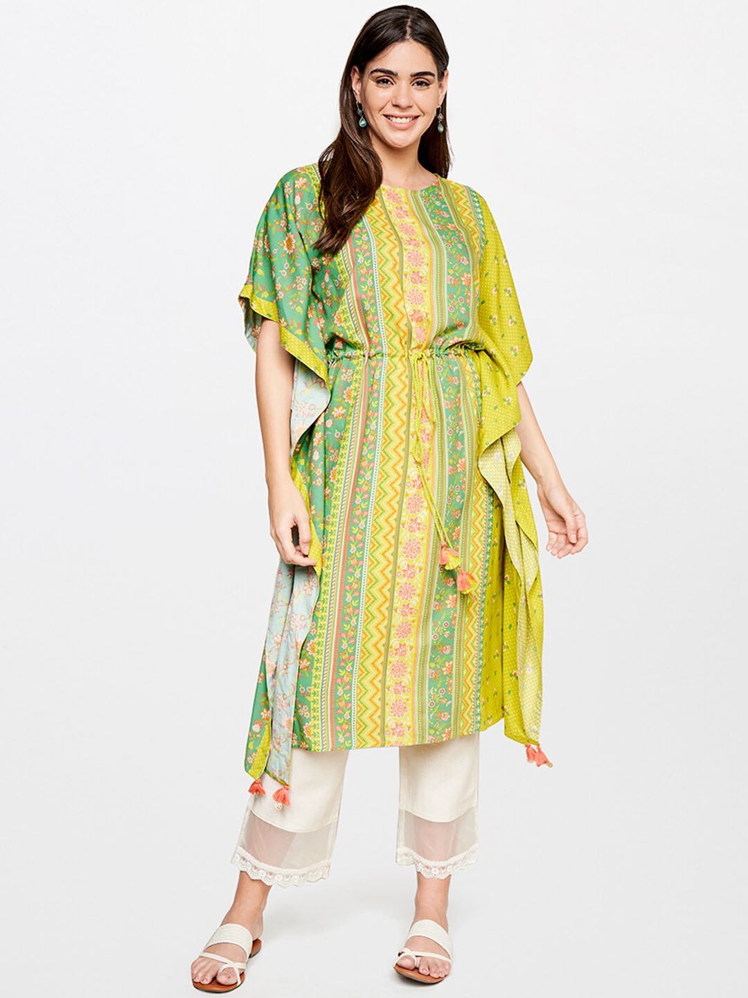 

itse Striped Kaftan Kurta, Green