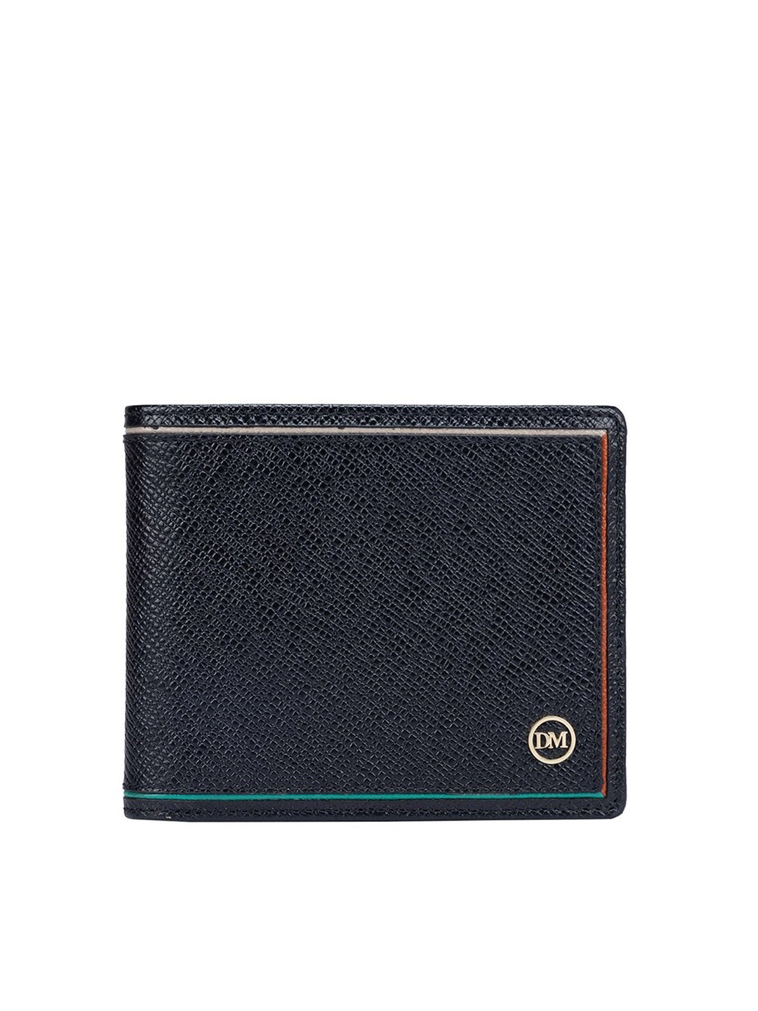 

Da Milano Men Textured Leather Two Fold Wallet, Black