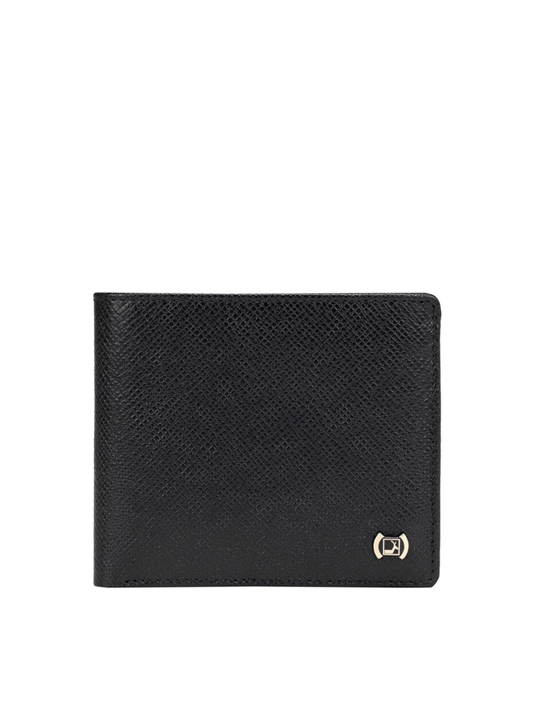 

Da Milano Women Textured Leather Two Fold Wallet, Black