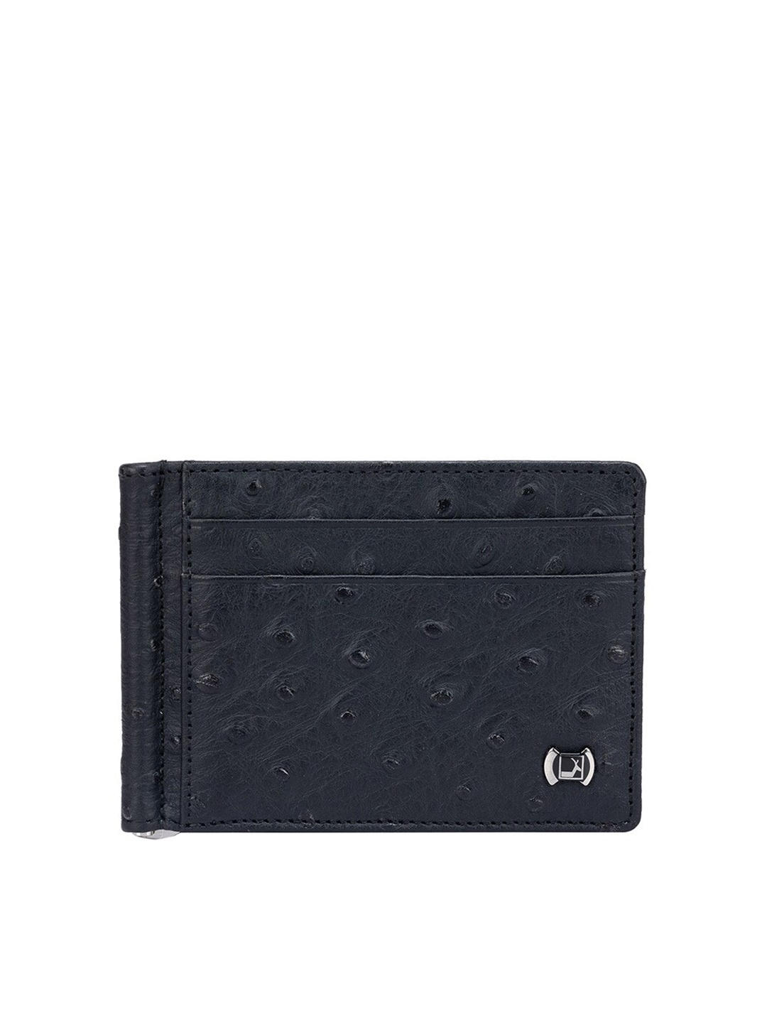 

Da Milano Women Textured Leather Two Fold Wallet, Black