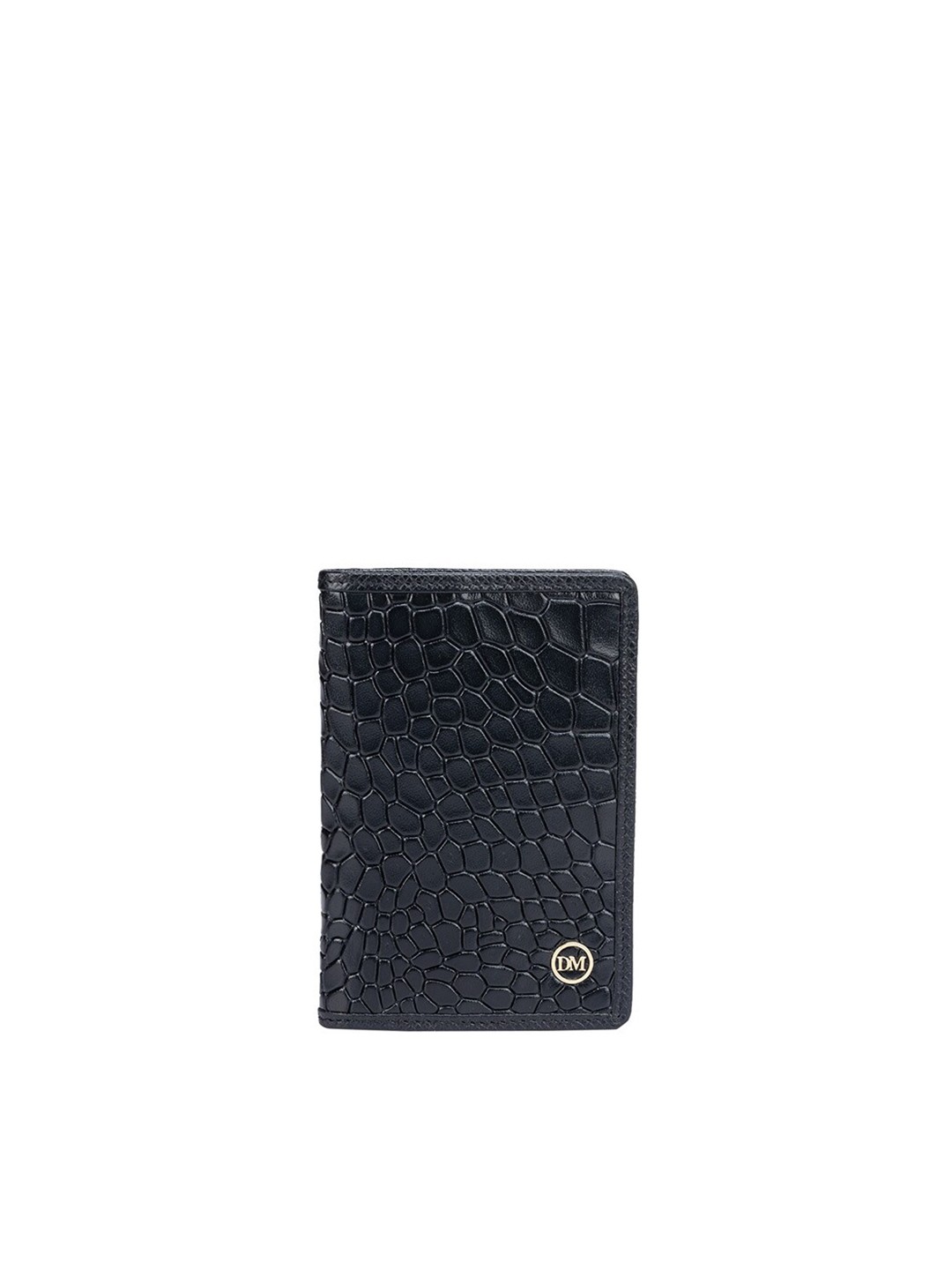 

Da Milano Women Textured Leather Two Fold Wallet, Black