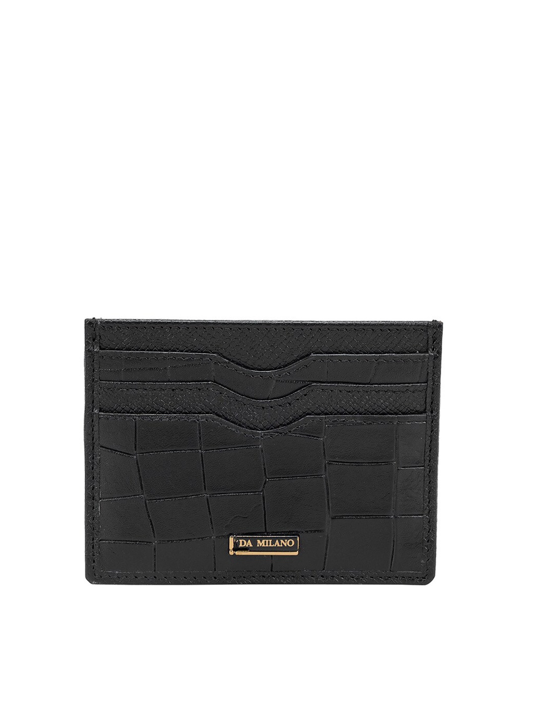 

Da Milano Women Textured Leather Card Holder, Black