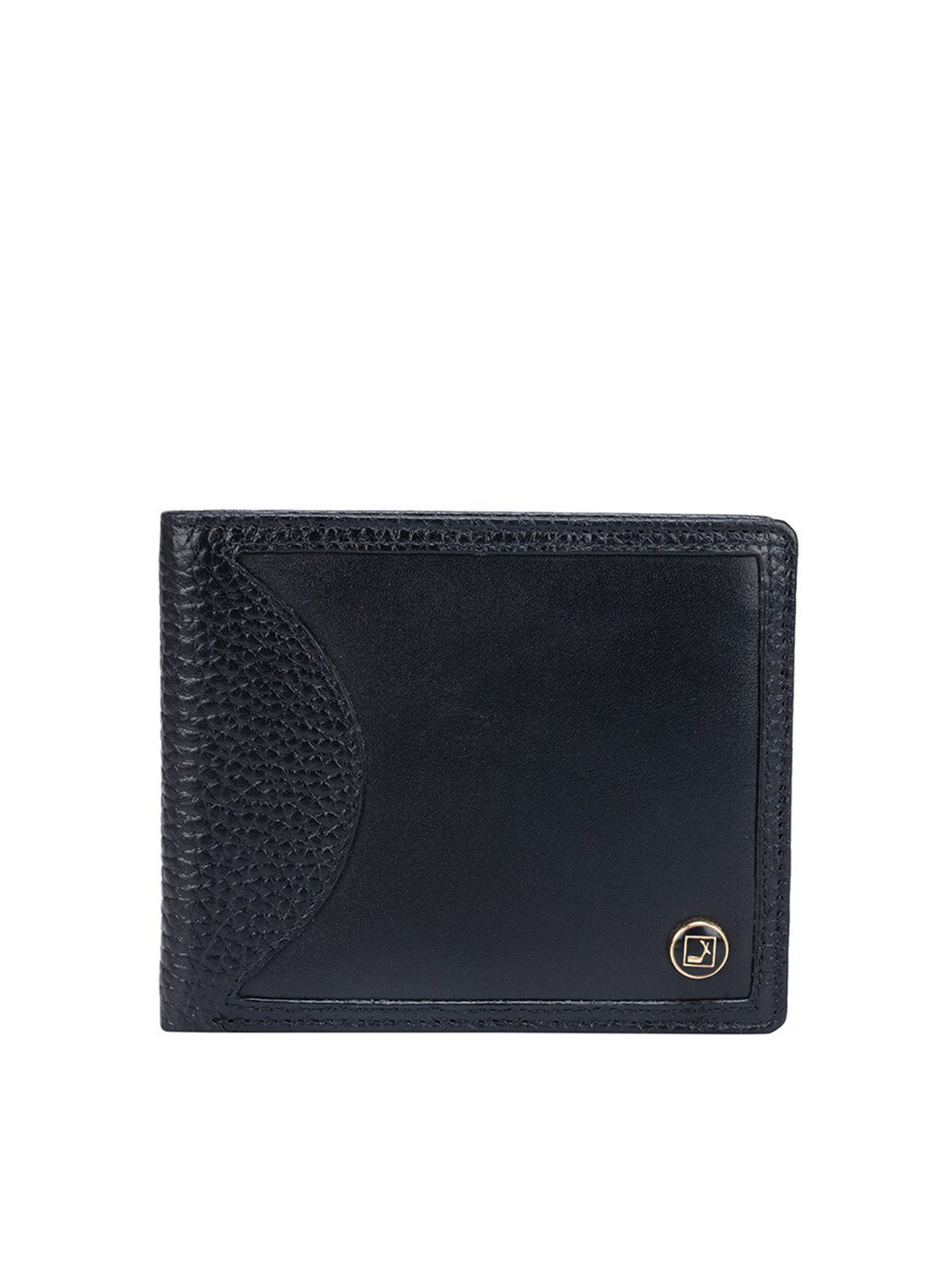 

Da Milano Women Textured Leather Two Fold Wallet, Black