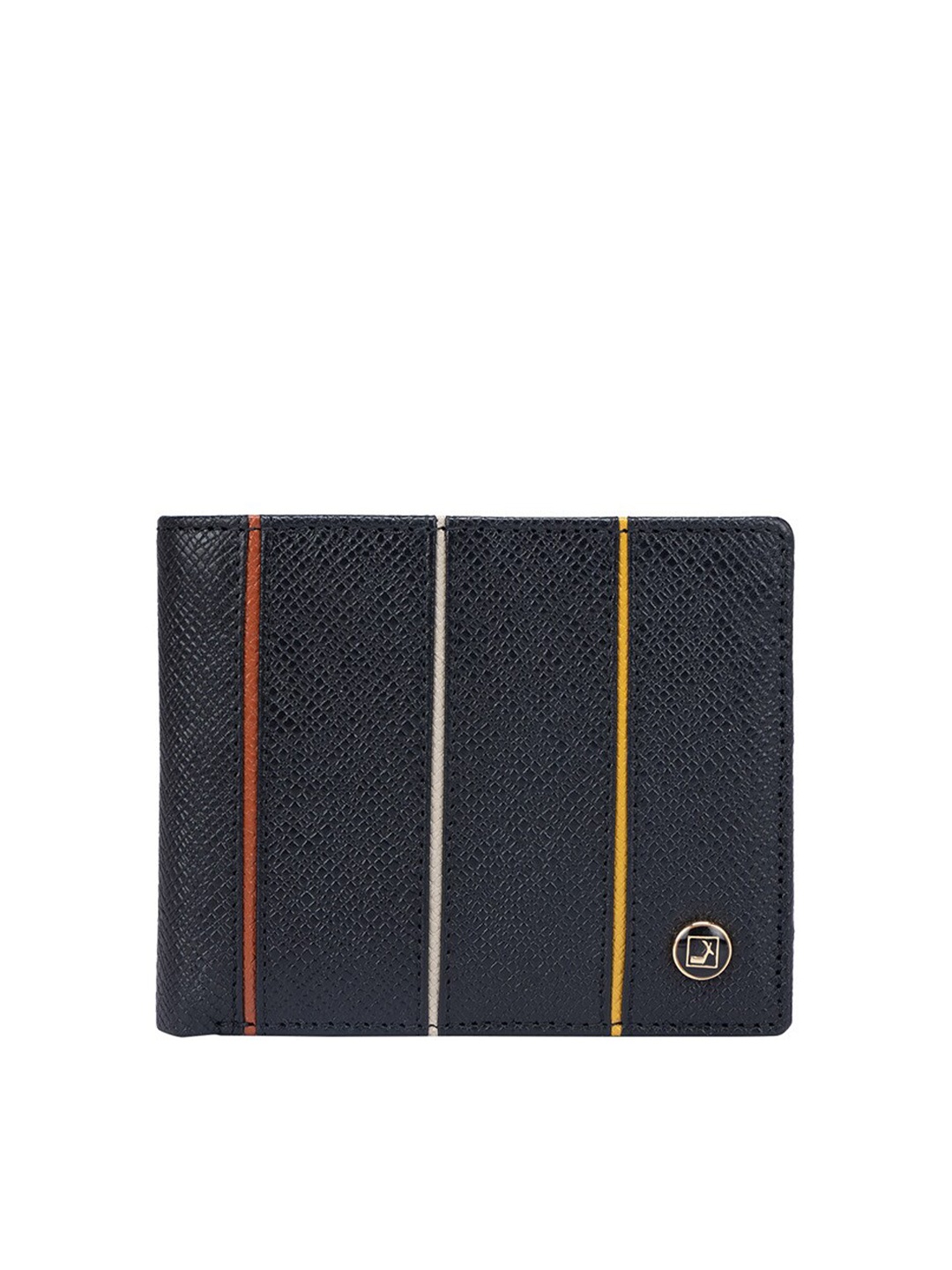 

Da Milano Women Textured Leather Two Fold Wallet, Black