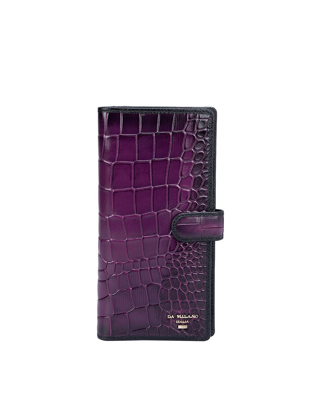 

Da Milano Women Textured Leather Two Fold Wallet, Purple