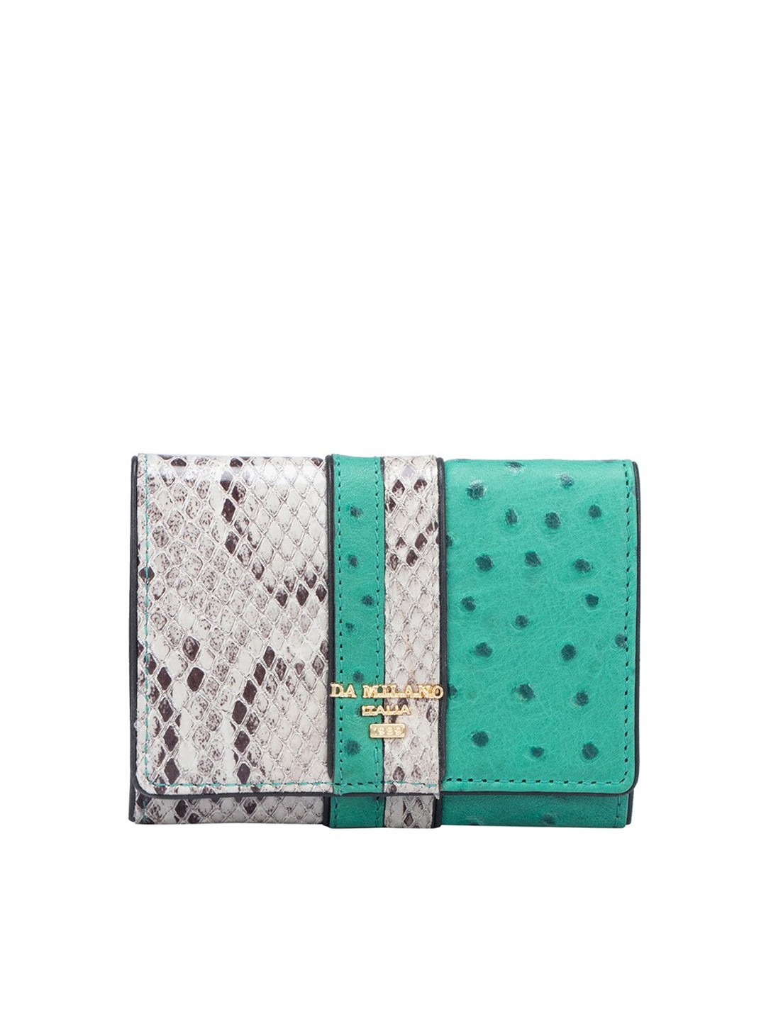 

Da Milano Women Colourblocked Leather Two Fold Wallet, Green