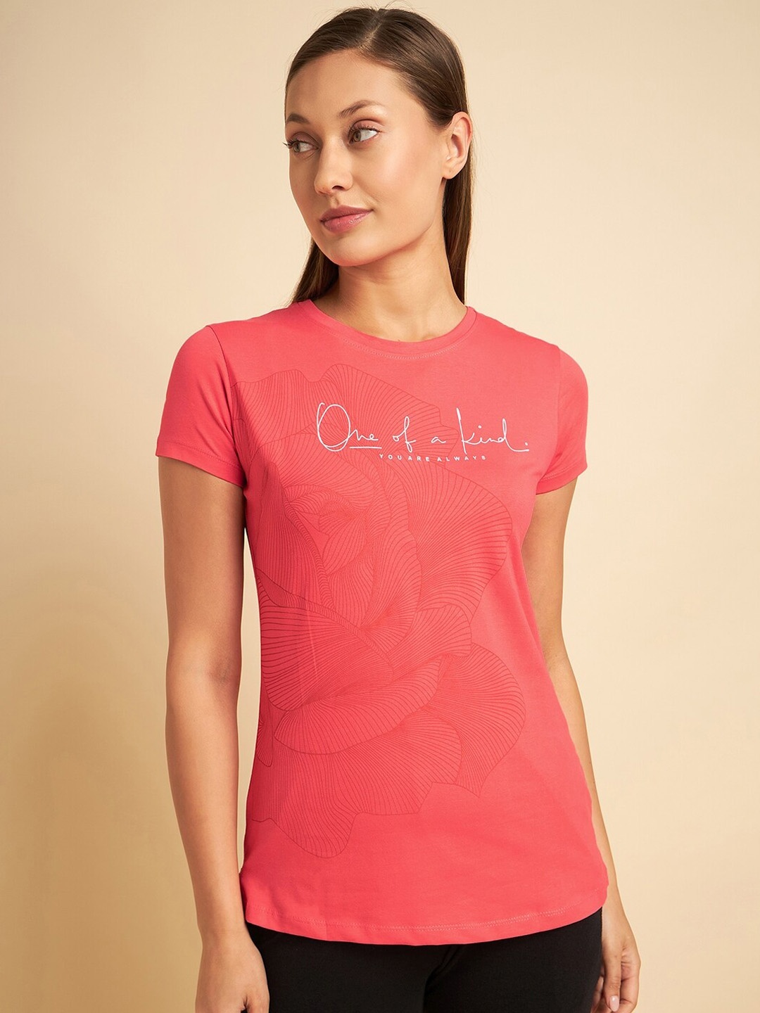 

Sweet Dreams Coral Red Typography Printed Lounge Tshirts