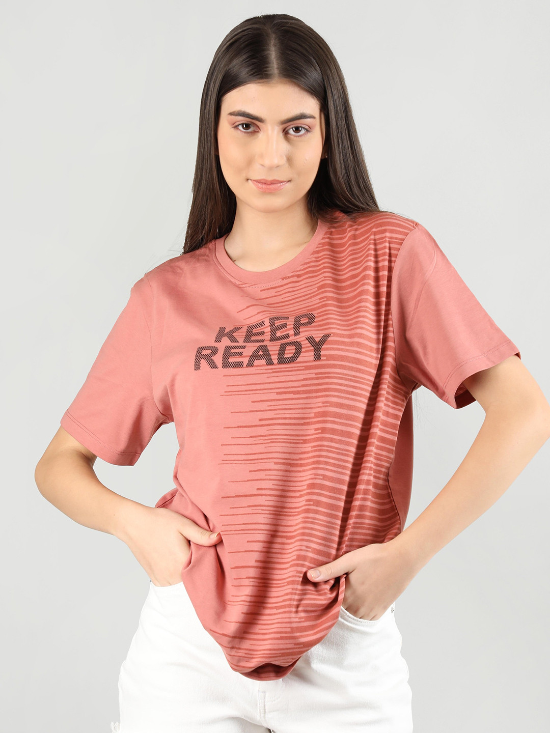 

Plagg Typography Printed Oversized Cotton T-shirt, Pink