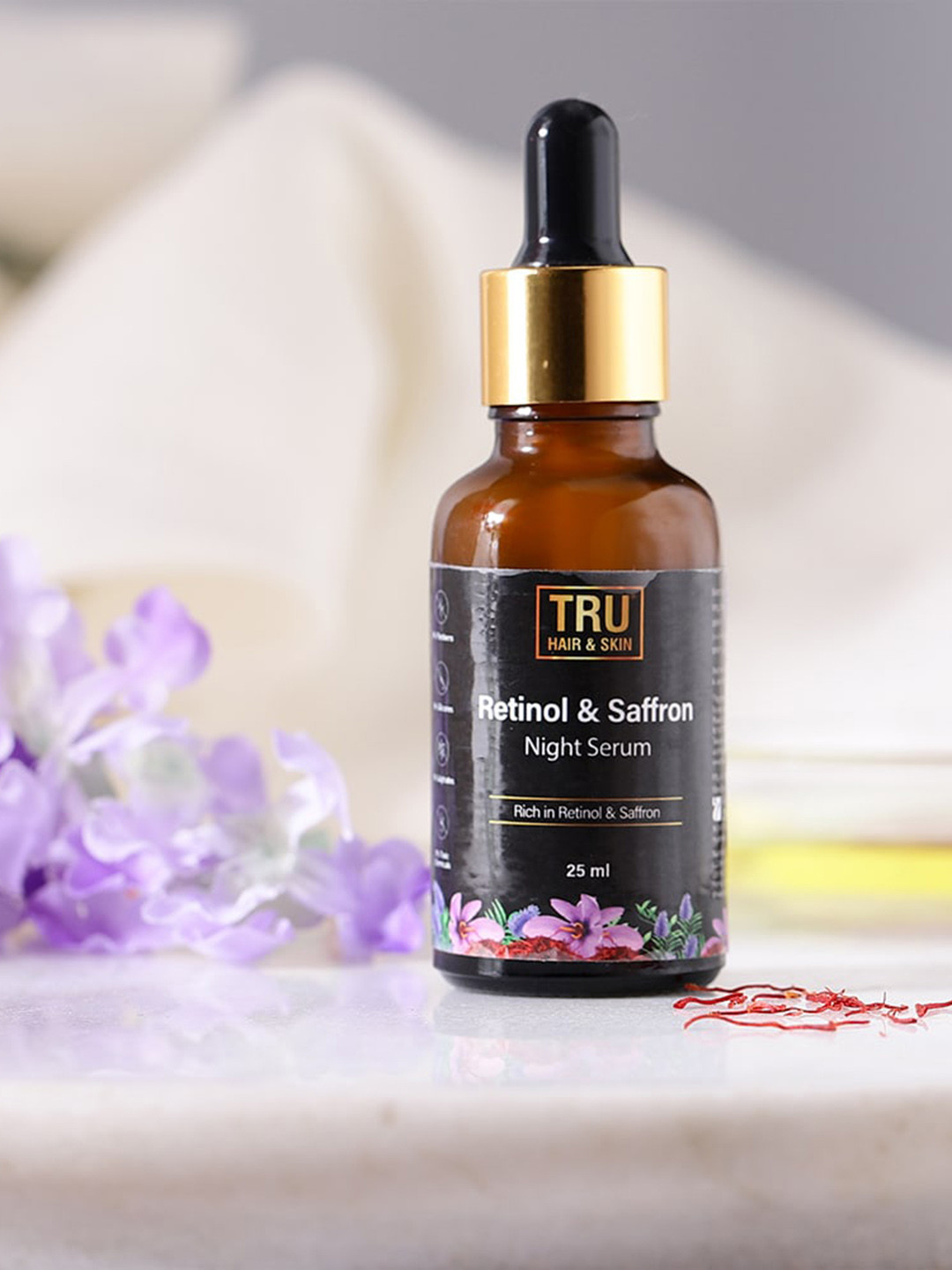 

TRU HAIR Retinol & Saffron Night Serum To Reduce Wrinkles & Increase Collagen - 25ml, Black