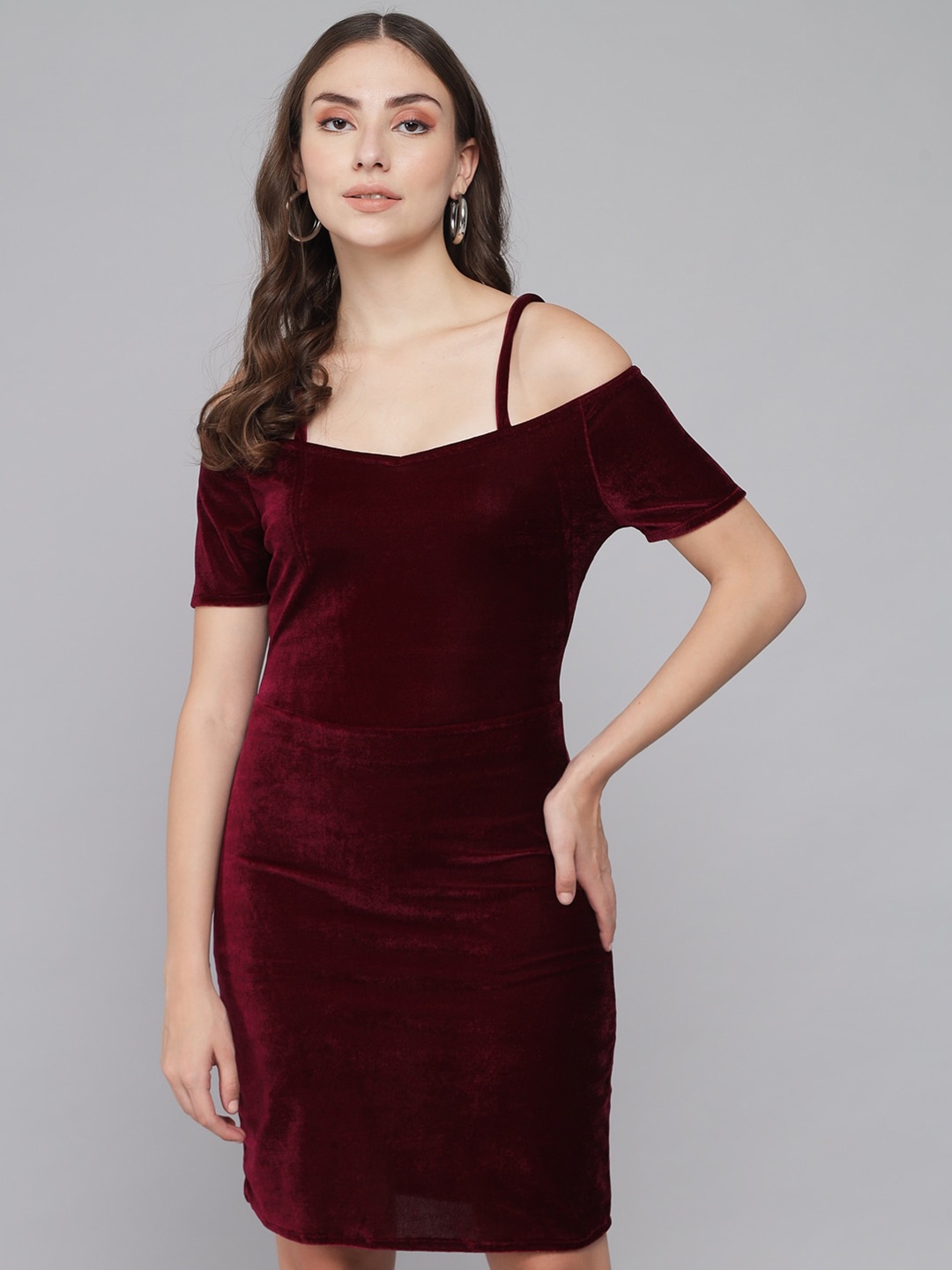 

VAARARO Velvet Sheath Dress, Burgundy