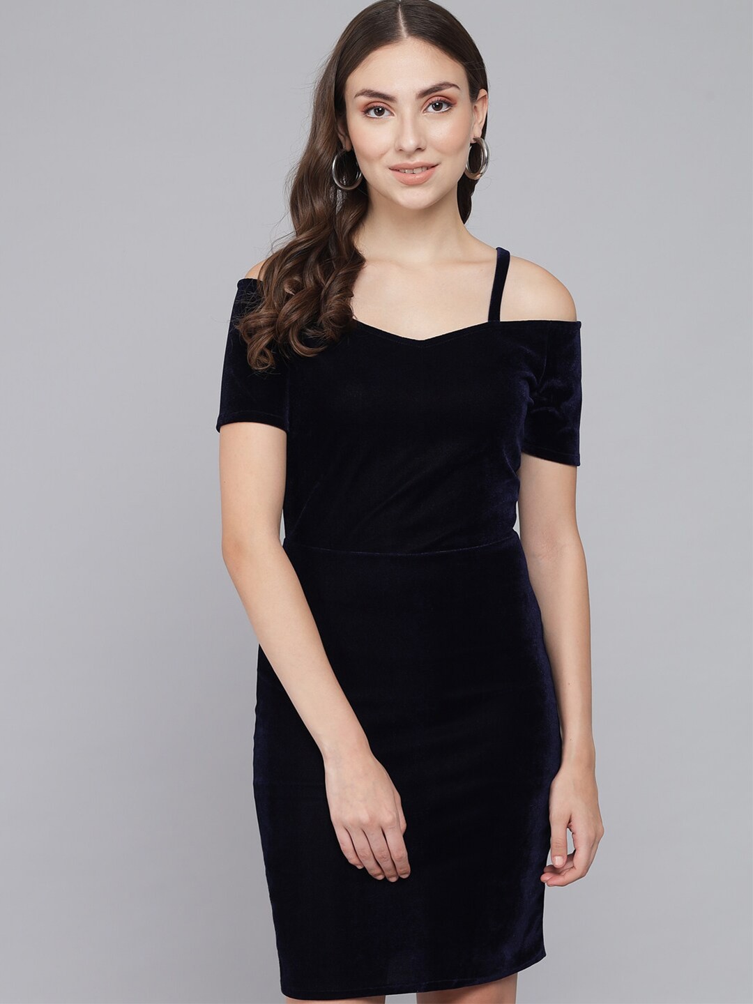 

VAARARO Velvet Sheath Dress, Navy blue
