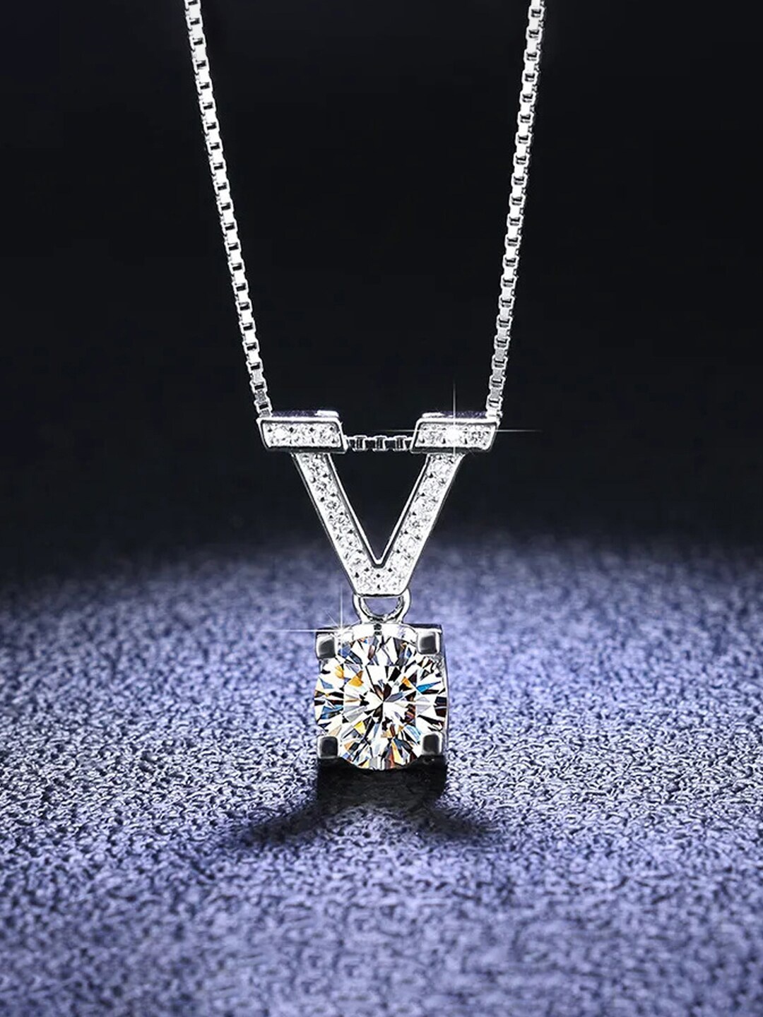 

Jewels Galaxy Silver-Plated Crystal Studded Pendant With Chain