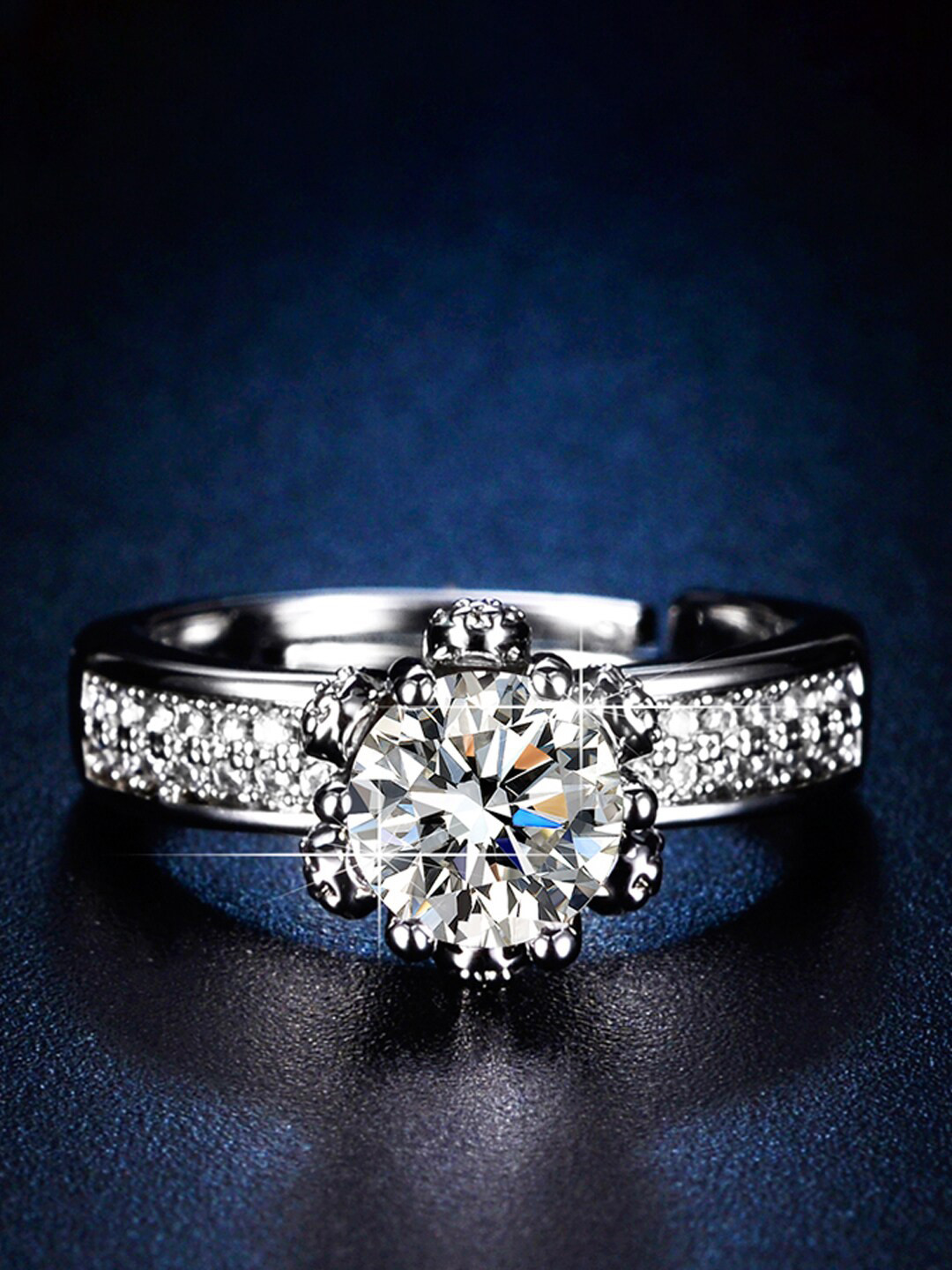 

Jewels Galaxy Silver-Plated & Crystal Studded Finger Ring