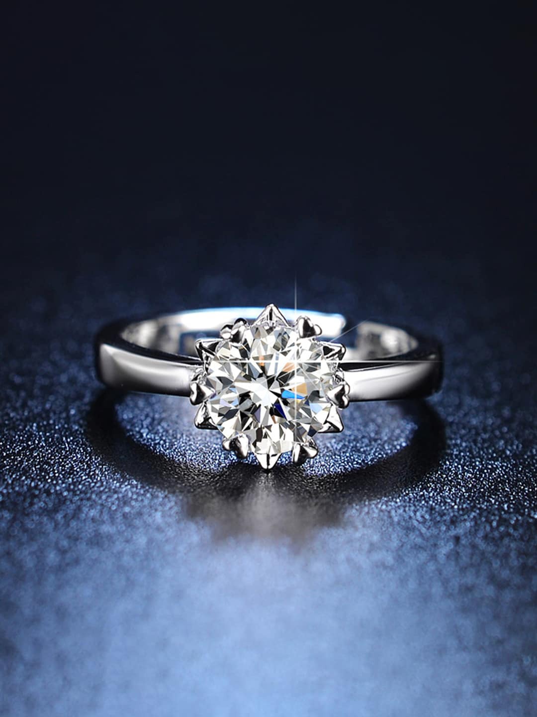 

Jewels Galaxy Silver-Plated Crystal Studded Adjustable Ring
