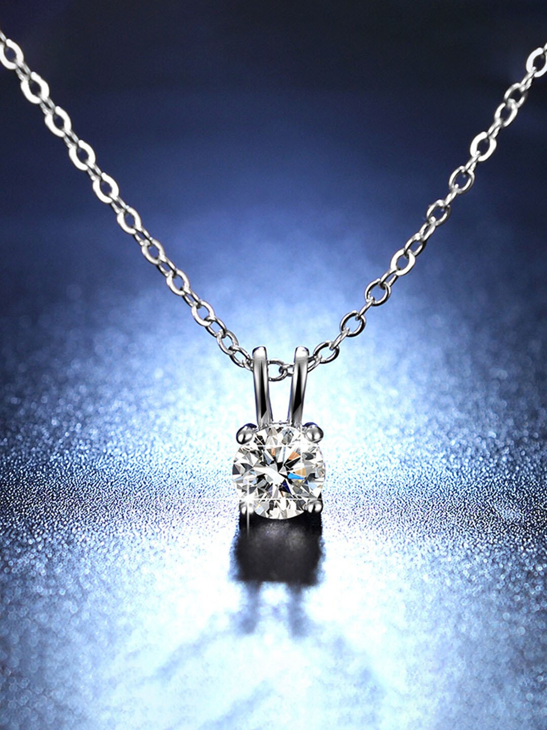 

Jewels Galaxy Silver-Plated Crystal Studded Anti Tarnish Solitaire Pendant