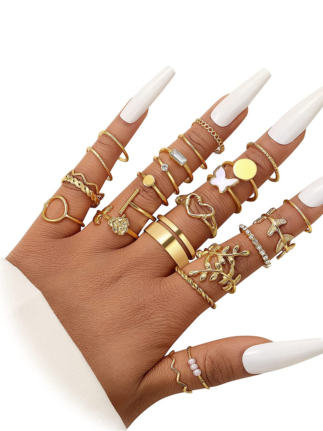 

Jewels Galaxy Set Of 24 Gold-Plated Stone Studded Finger Rings