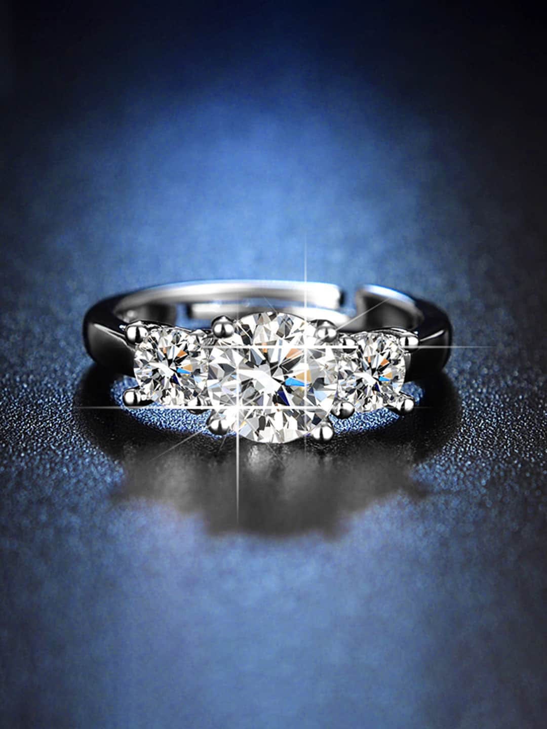 

Jewels Galaxy Silver-Plated Crystal Studded Adjustable Ring