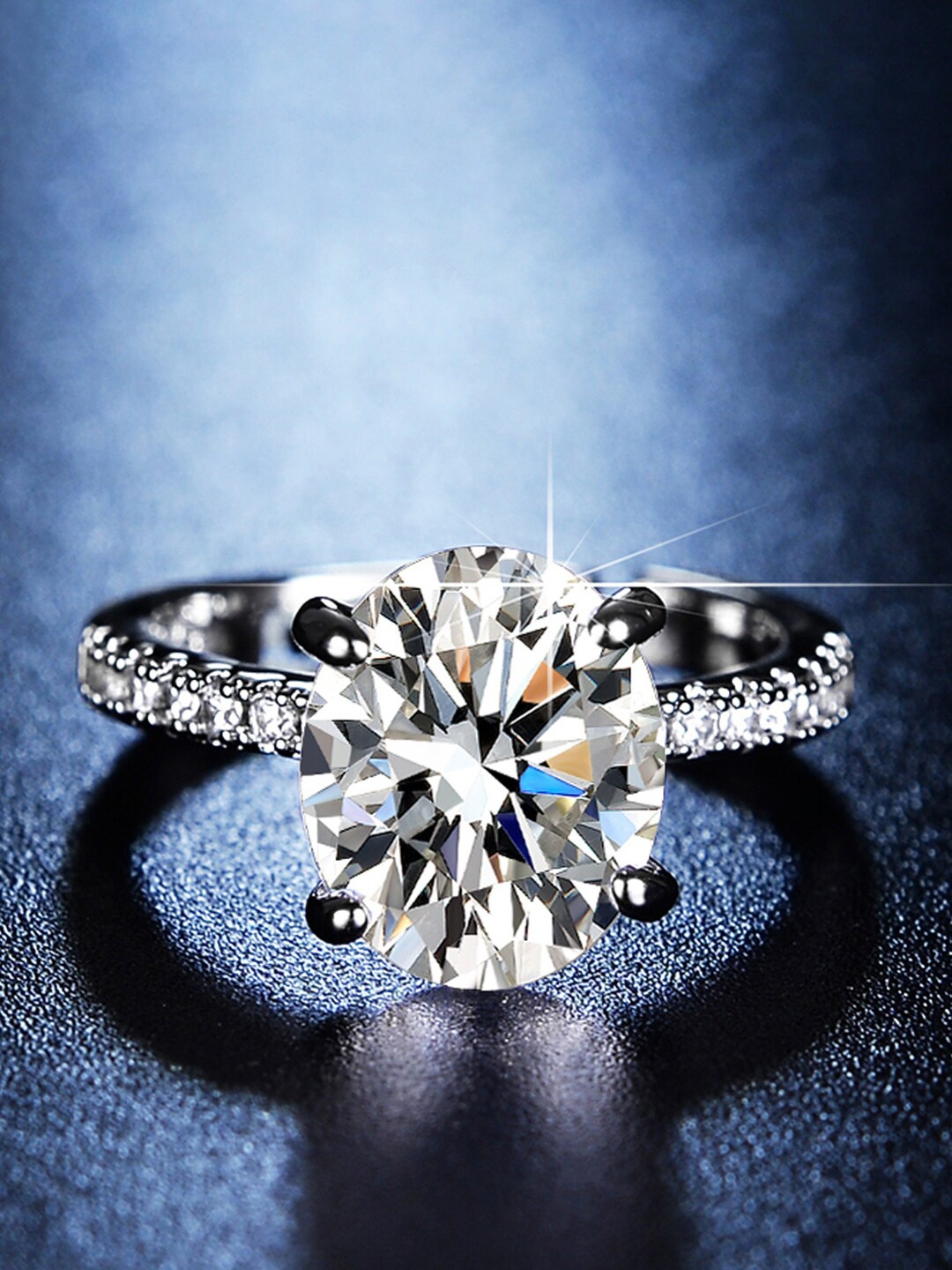

Jewels Galaxy Silver-Plated AD Studded Adjustable Ring