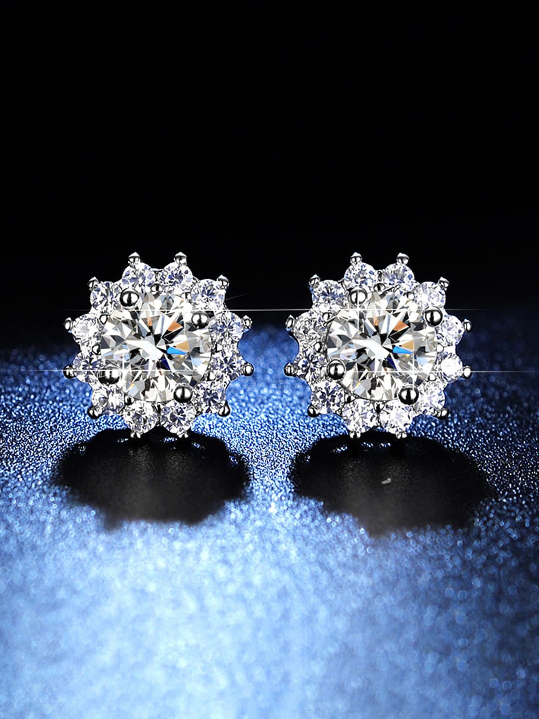 

Jewels Galaxy Silver-Plated Floral AD Studded Studs Earrings