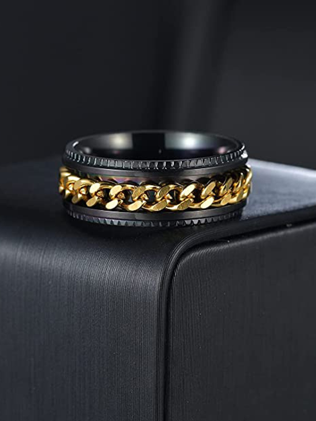 

VIEN Twisted Chain Finger Ring, Black