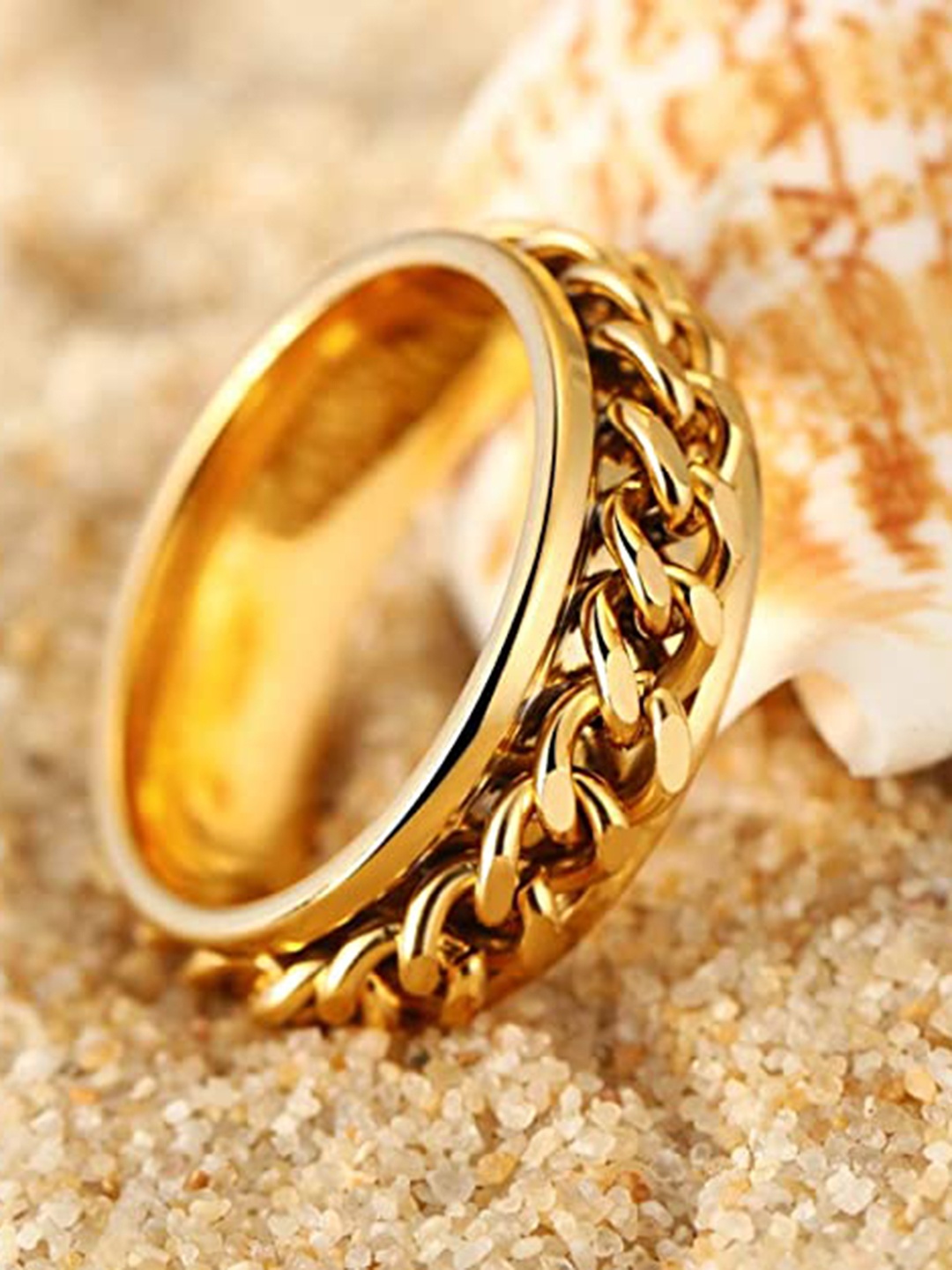 

VIEN Gold-Plated Textured Rotatable Finger Ring