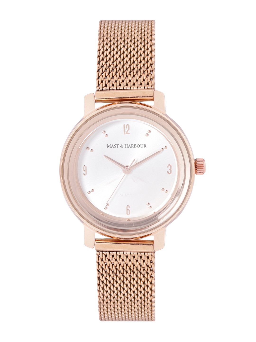 

Mast & Harbour Women Silver-Toned Brass Dial & Rose Gold Toned Stainless Steel Bracelet Style Straps Watch
