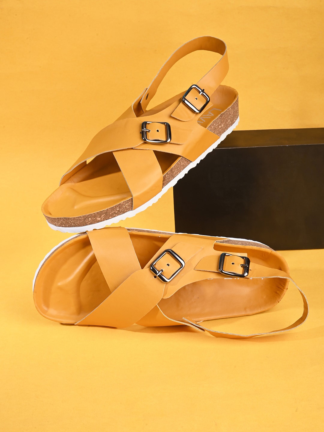 

Lavie Women Open Toe Flats with Buckles, Mustard