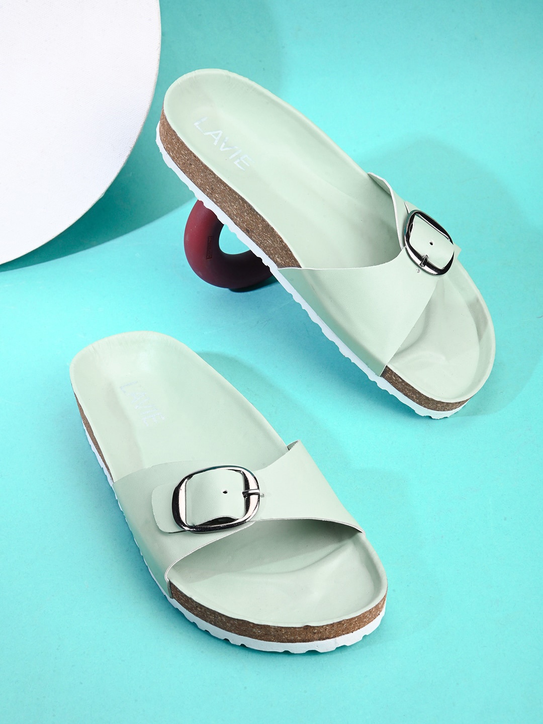 

Lavie Women Open Toe Flats With Buckles, Sea green