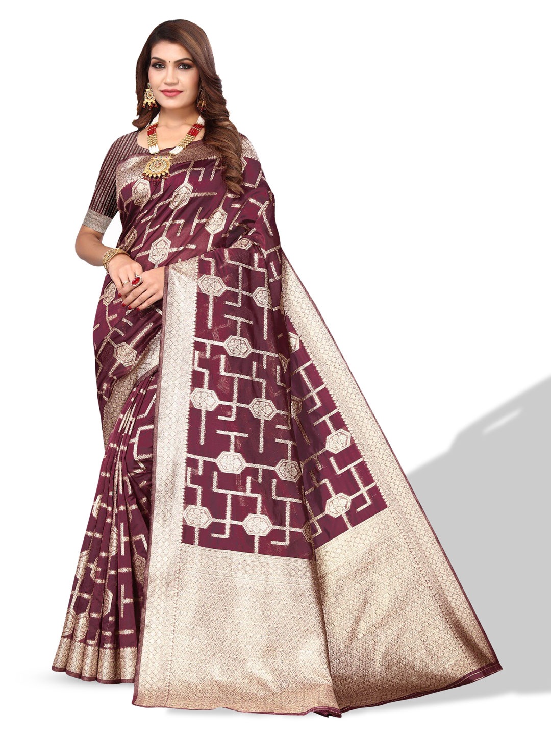 

DIVASTRI Ethnic Woven Design Zari Saree, Magenta