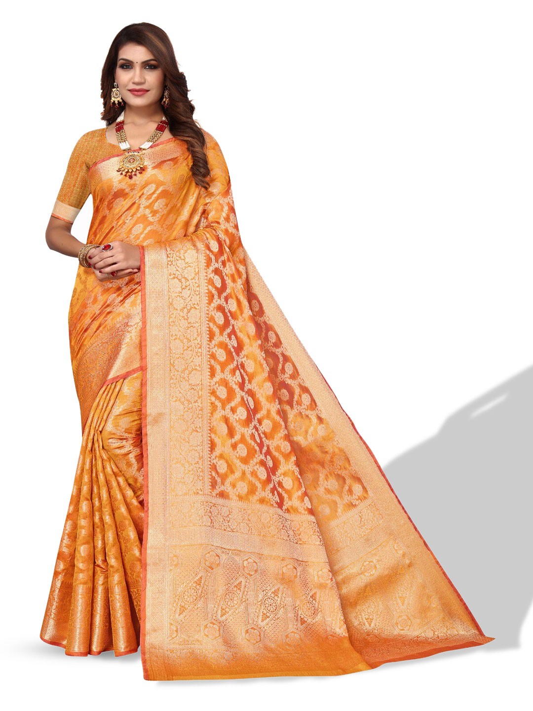 

DIVASTRI Ethnic Woven Design Zari Saree, Orange