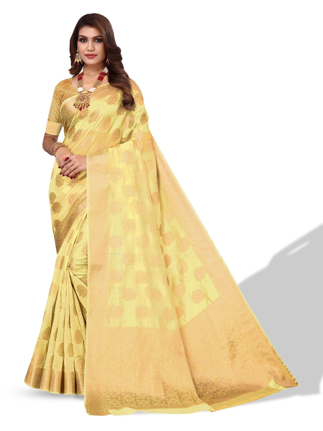 

DIVASTRI Ethnic Woven Design Zari Saree, Yellow