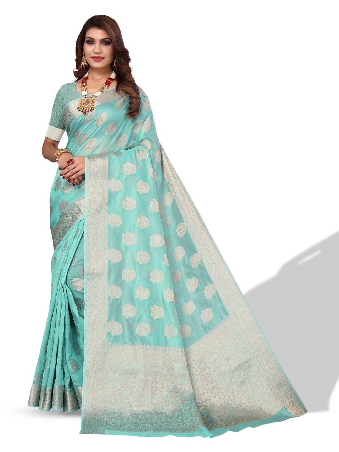 

DIVASTRI Ethnic Woven Design Zari Saree, Blue