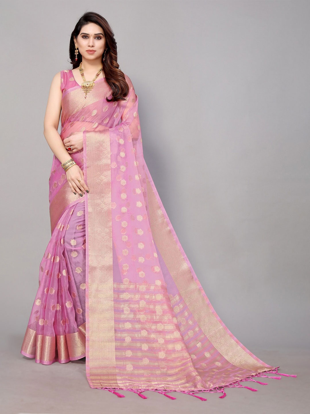 

DIVASTRI Ethnic Woven Design Zari Saree, Lavender