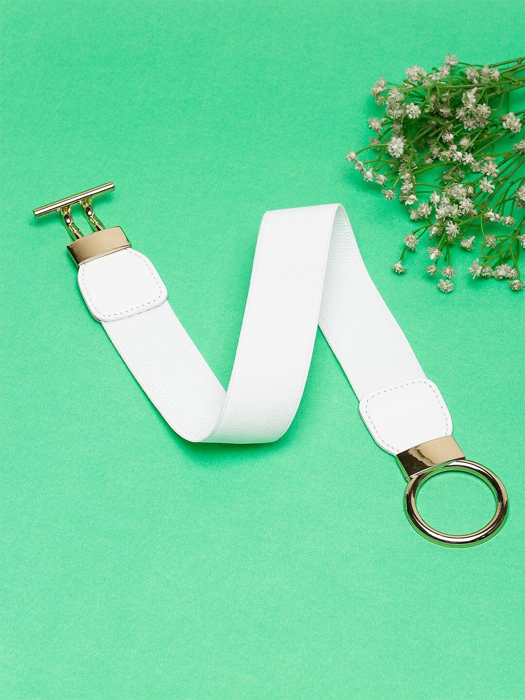 

DressBerry Women White Stretchable Textured Belt