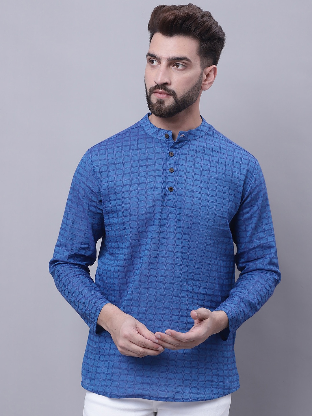 

even Woven Design Pure Cotton Kurta, Blue