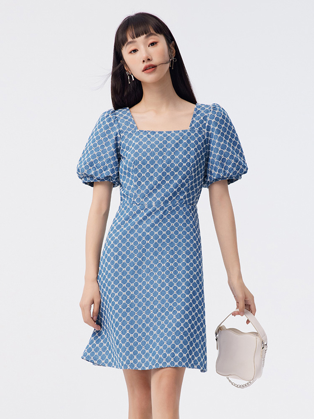 

SEMIR Embroidered A-Line Mini Dress, Blue