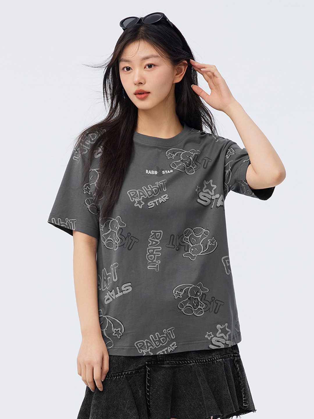 

SEMIR Typography Print Relaxed Fit Cotton T-shirt, Grey