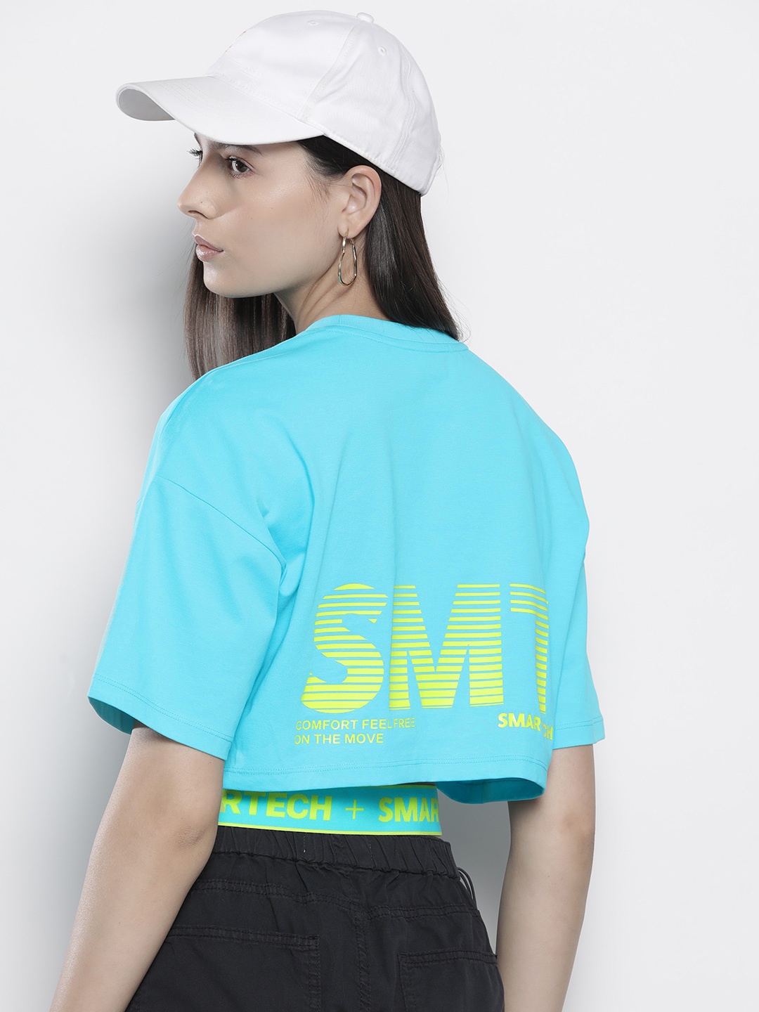 

SEMIR Printed Blouson Crop Top, Blue