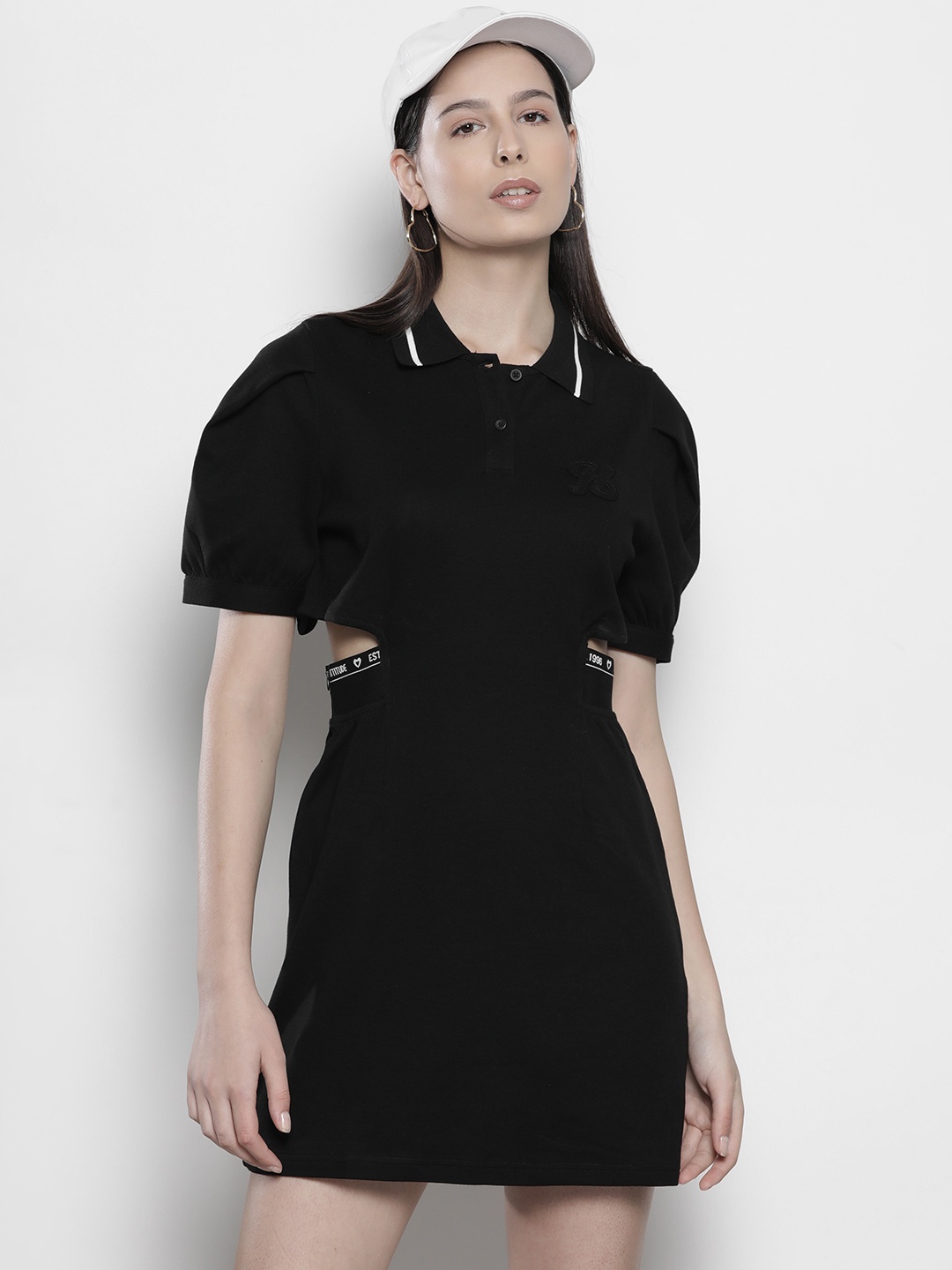 

SEMIR Cut-Out Detail Mini Shirt Dress, Black