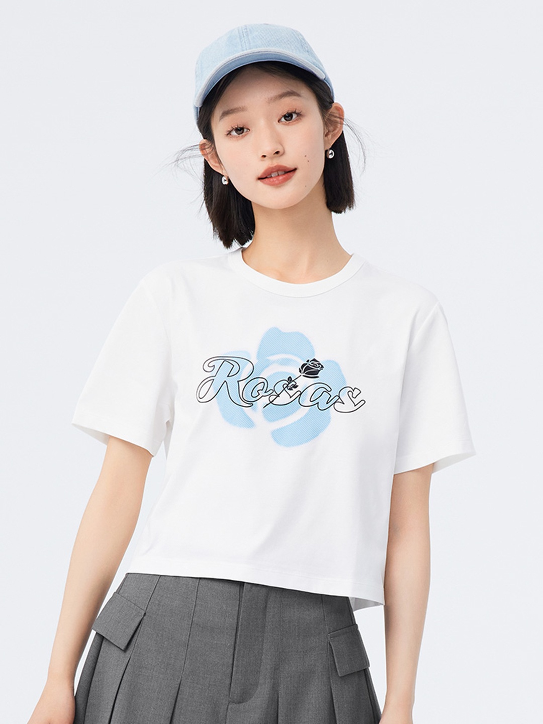 

SEMIR Women Typography Printed Boxy Fit T-shirt, White