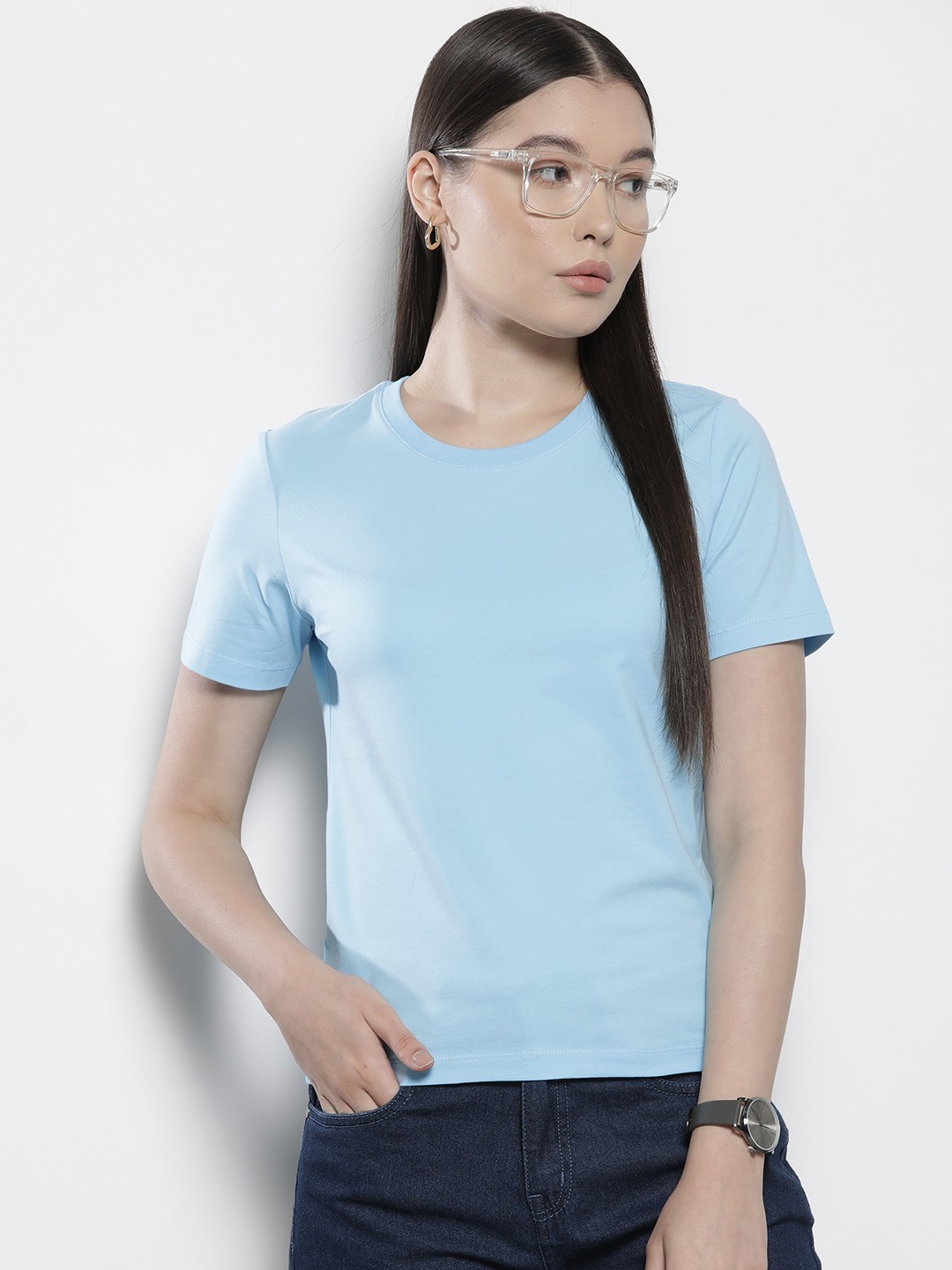 

SEMIR Round Neck Slim Fit T-shirt, Blue