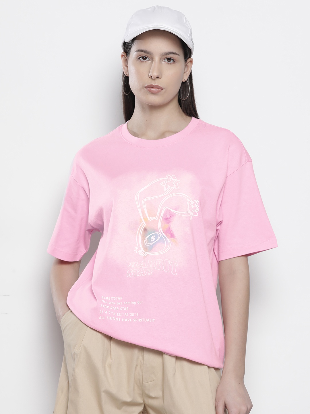 

SEMIR Printed Relaxed Fit Pure Cotton T-shirt, Pink